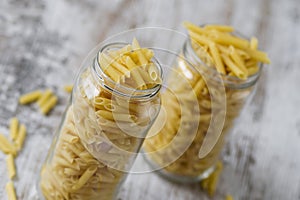 Macaroni in glass jars