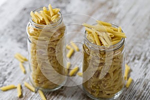 Macaroni in glass jars