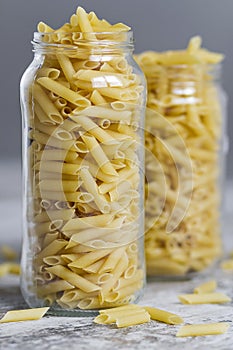 Macaroni in glass jars