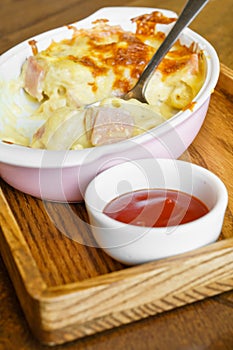Macaroni ham cheese Au Gratin pasta