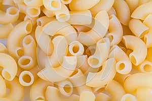 Macaroni pasta close up on white