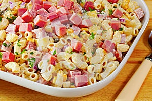 Macaroni Pasta Salad with Ham and Cheese