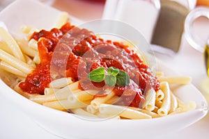 Macaroni pasta with tomato sauce