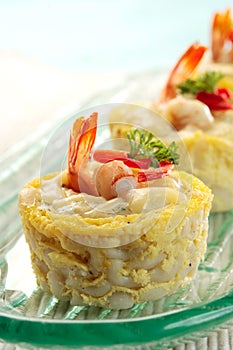 Macaroni schotel with shrimp