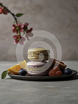 Macarons with Blossoms and Berries