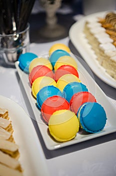 Macarons at a food buffet