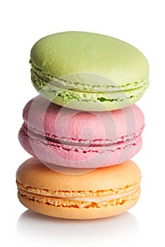 macarons, french confection of egg whites, icing sugar, granulated sugar, ground almonds and food coloring.