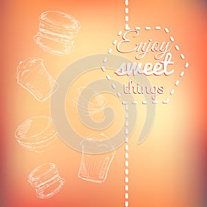 Macarons sweets background card
