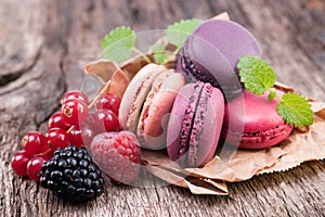 Macaroons with berries photo