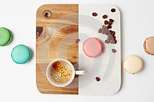 Macaroons and a cup of coffee