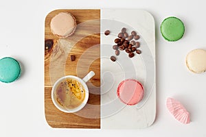 Macaroons and a cup of coffee