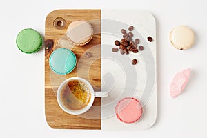 Macaroons and a cup of coffee