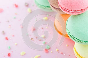 Macaroons on pastel img