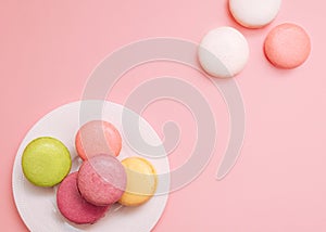 Macaroons Top view photo for posters and banners with copy space