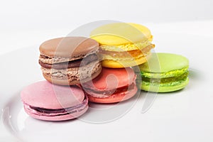 Macaroons types, options, colorful, color isolated white background