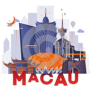 Macau branding technology concept vector illustration