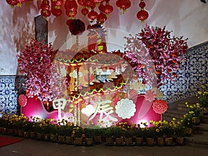 Macau Chinese New Year Lanterns Decoration Money God of Wealth Portuguese Macao Colonial Architecture CNY Leal Senado Square photo