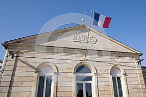 Macau city hall facade of town in Aquitaine Medoc in France