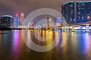 Macau cityscape Night photo