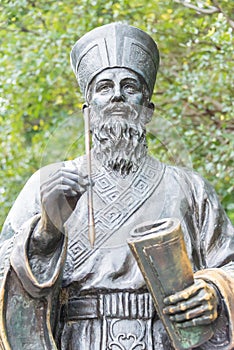 Matteo Ricci's statue in Historic Centre of Macau. a famous Historic Sites in Macau. photo