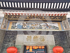 Macau Foc Tac Temple Su Tung Po Teaching Painting Mural Macao Inner Harbor Templo Budista Buddhism Worship Religious Architecture photo