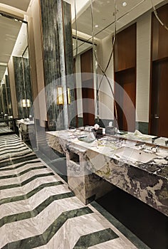 Macau Nuwa Hotel Bathroom Restroom Washroom Toilet Stone Table Marble Pattern Nature Organic Color Flowing Wave