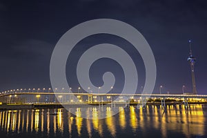 Macau Taipa Bridge at night in Macau