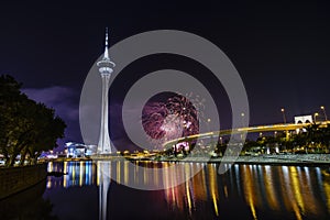 The Macau Tower and fireworks show
