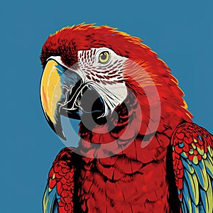 Macaw parrot art on a clean background. Bird. Animals.