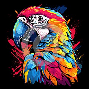 Macaw parrot art on a clean background. Bird. Animals. Illustration, Generative AI