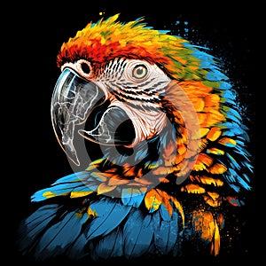 Macaw parrot art on a clean background. Bird. Animals. Illustration, Generative AI