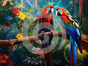 Macaw parrot birds