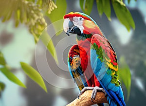 macaw parrot on green nature