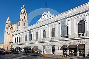 MACAY Museum and the San Ildefonso Cathedral in Merida, Yucatan,