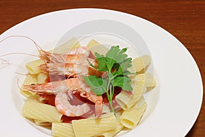 Maccaroni with shrimp