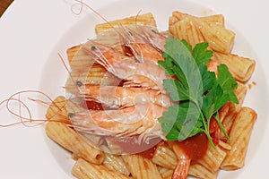 Maccaroni with shrimp