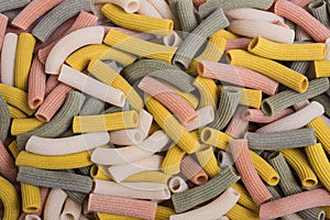 Maccheroni rigati multicolored