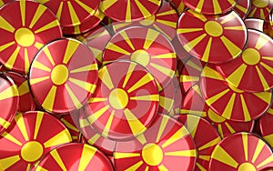 Macedonia Badges Background - Pile of Macedonian Flag Buttons.