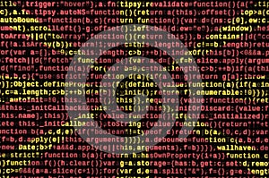 Macedonia flag is depicted on the screen with the program code. The concept of modern technology and site development