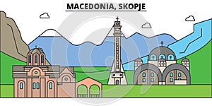 Macedonia, Skopje, mountain. City skyline, architecture, buildings, streets, silhouette, landscape, panorama, landmarks