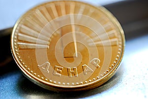 Macedonian coin , denar close up
