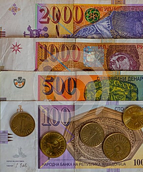 Macedonian money close up