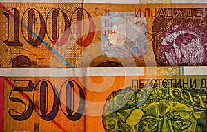 Macedonian money close up