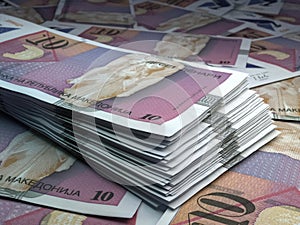 Macedonian money. Macedonian denar banknotes. 10 MKD denari bills