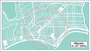 Maceio Brazil City Map in Retro Style. Outline Map