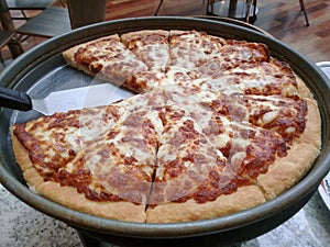 MaceiÃ³ Brazil - 30 december 2019 - Slices of Mozzarella Pizza on Pizza Hut restaurant.