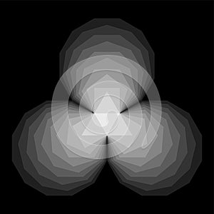 Mach bands, optical illusion, made with gray convex regular polygons photo