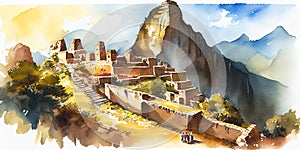 Macha Picchu Peru watercolour