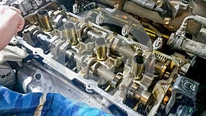 Machanic repairman at automobile car engine repair