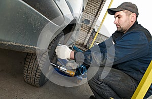 Machanic repairman at tyre